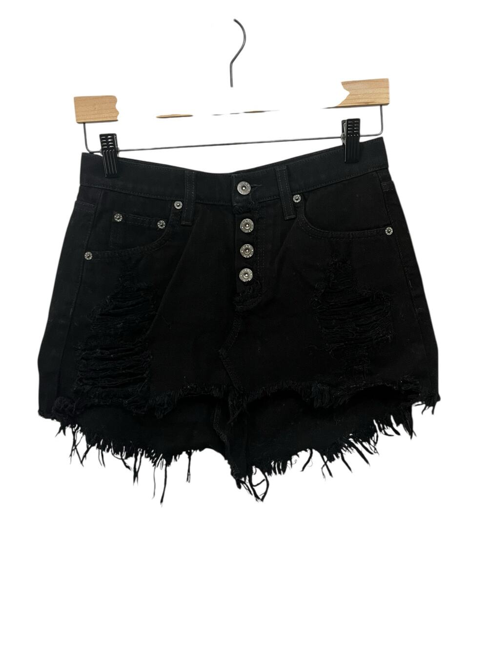 Carmar Women's Black Ripped Distressed Denim Mini Skirt SIZE 25